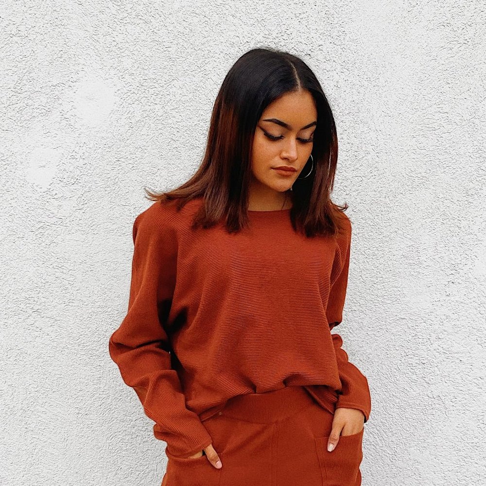 'ADMIN' Waffle Knit Lounge Long Sleeve Top